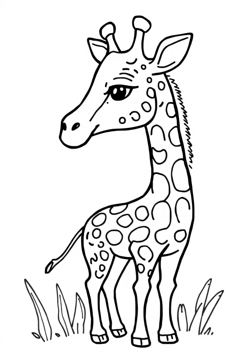 Letter G with Giraffe coloring page for kids