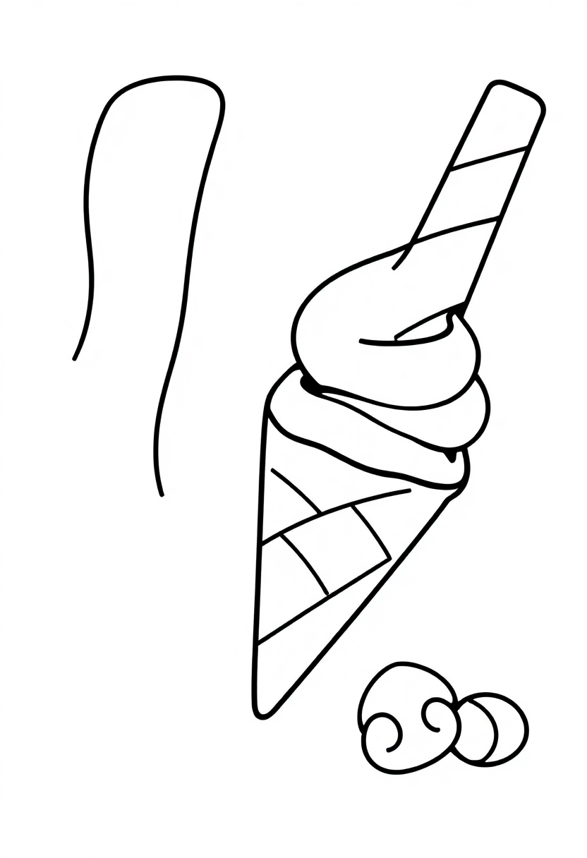Letter I With Ice Cream coloring pages