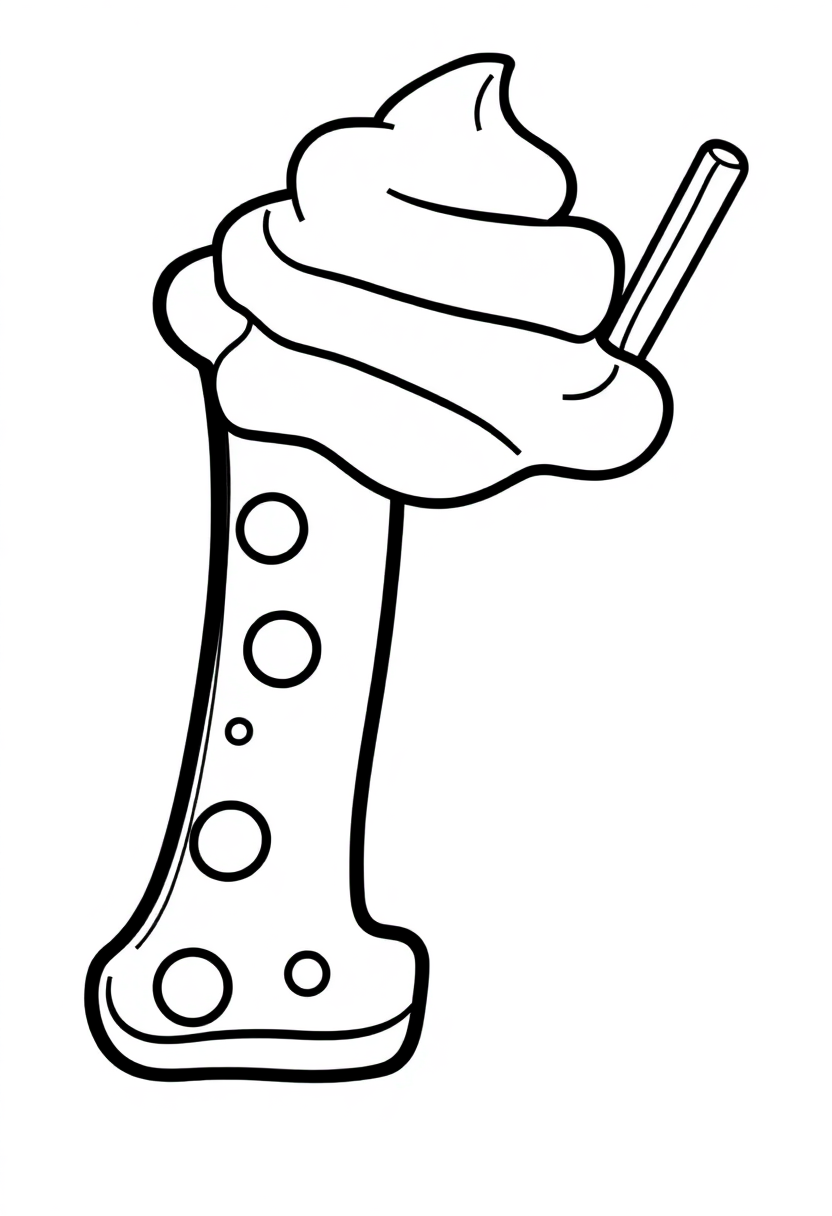 Letter I with Ice Cream coloring page for kids