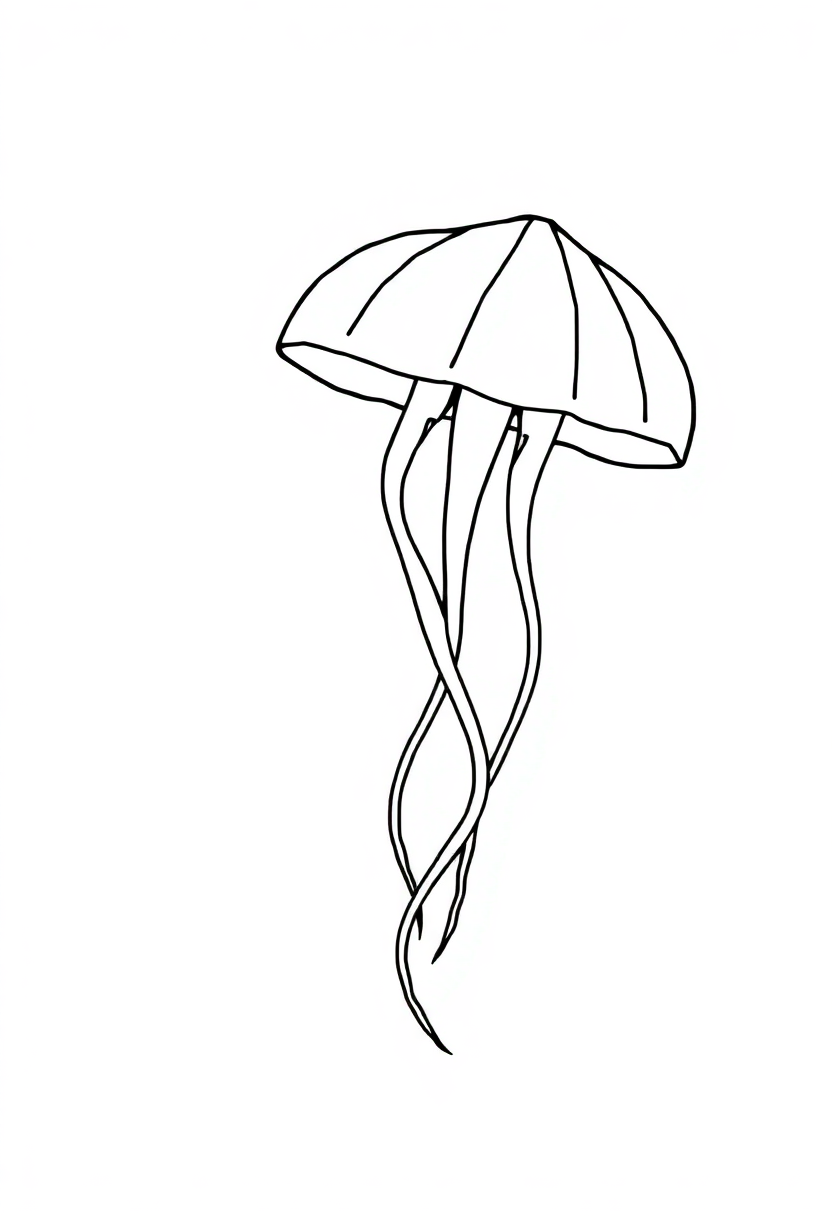 Letter J with Jellyfish coloring page for kids