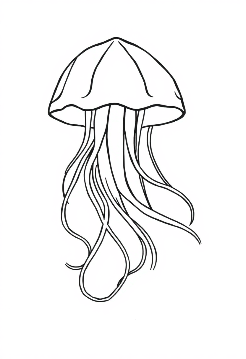 Letter J with Jellyfish coloring page for kids