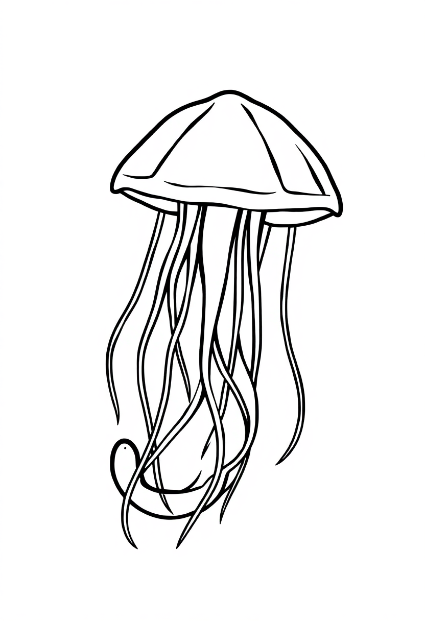 Letter J with Jellyfish coloring page for kids