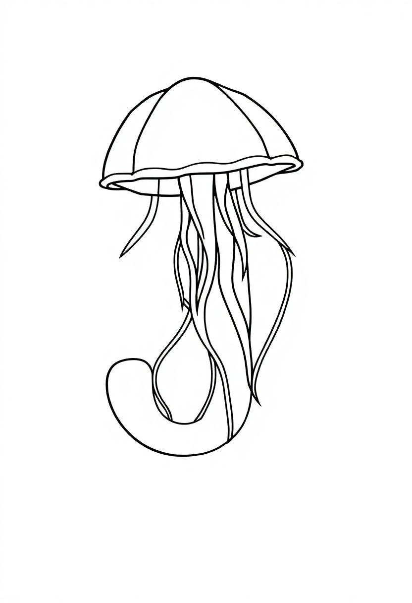 Letter J with Jellyfish coloring page for kids