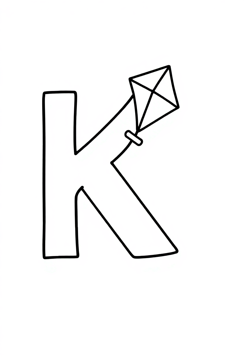 Letter K With Kite coloring pages