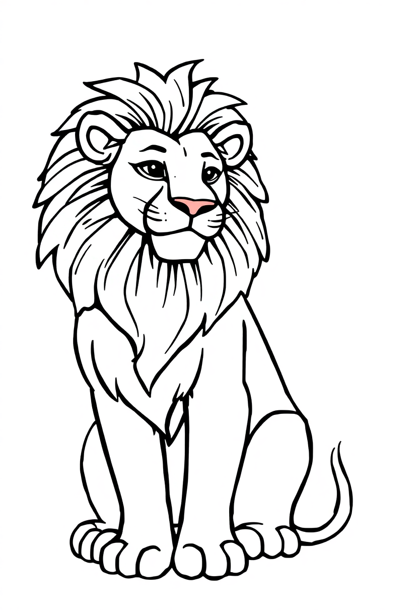 Letter L with Lion coloring page for kids