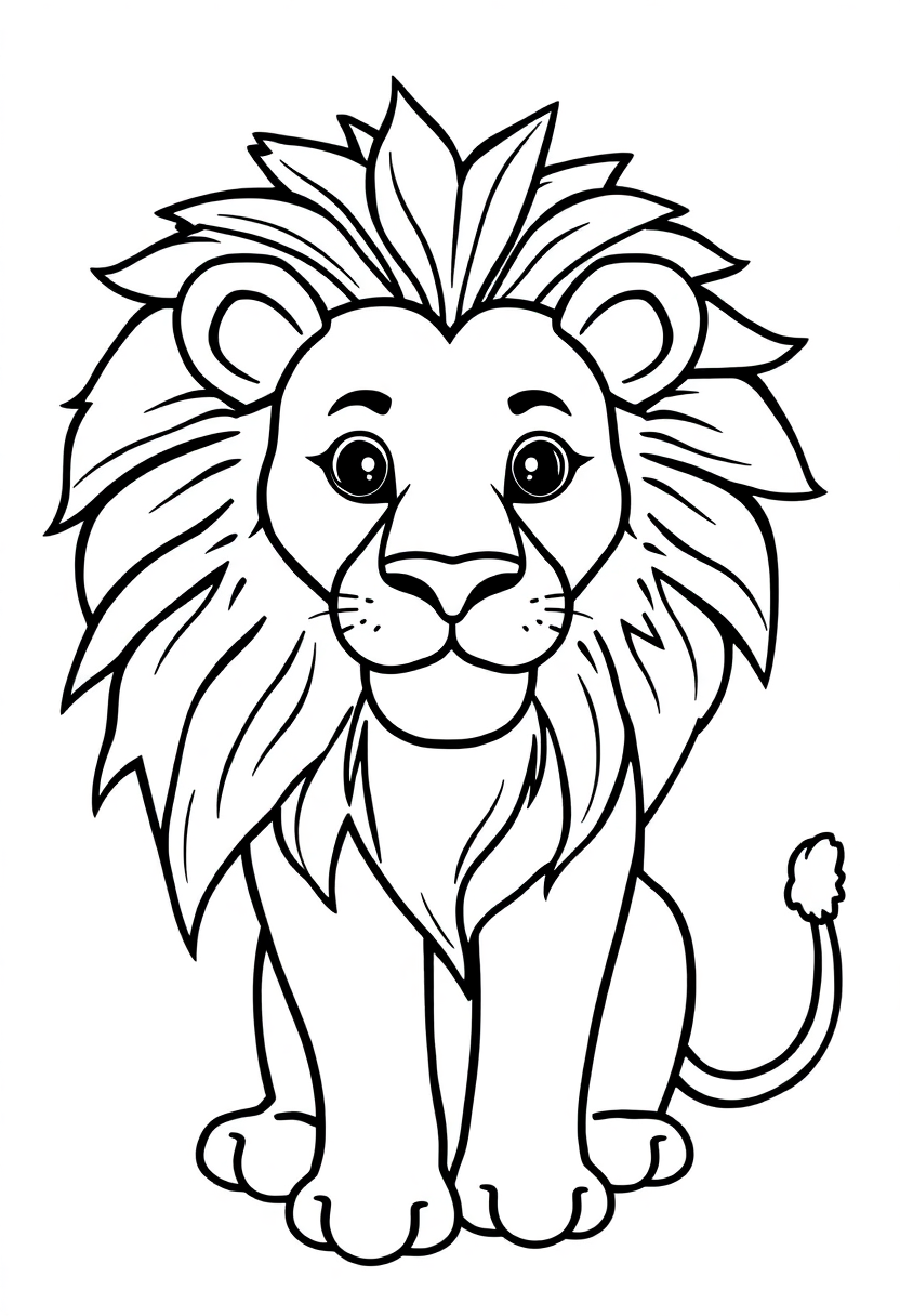 Letter L with Lion coloring page for kids