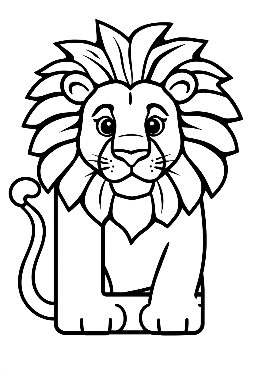 Letter L with Lion coloring page for kids
