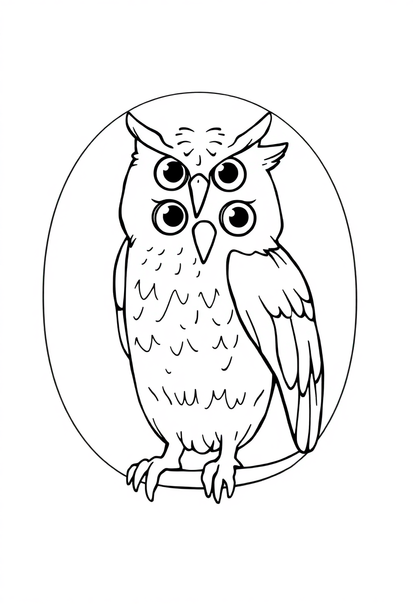 Letter O with Owl coloring page for kids