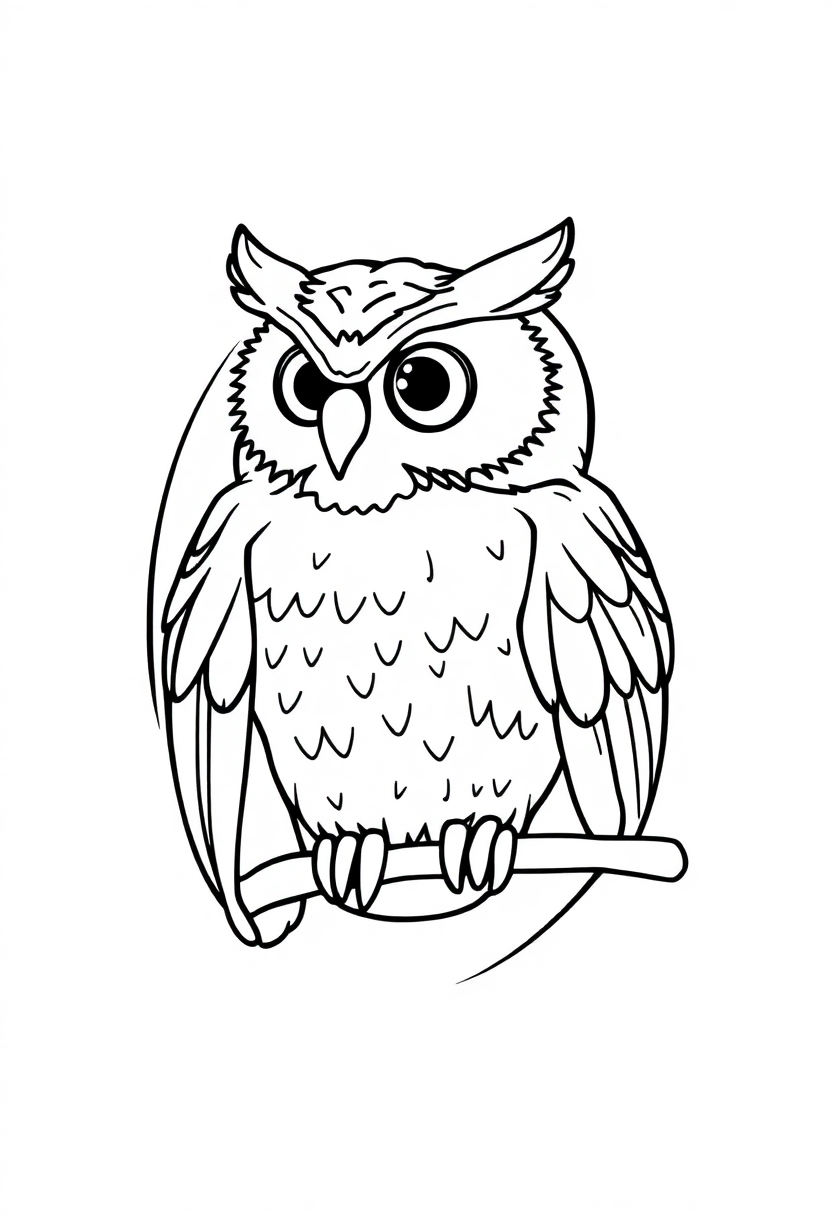 Letter O with Owl coloring page for kids