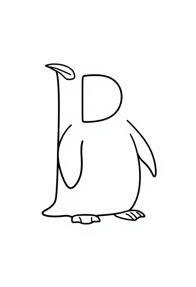 Letter P With Penguin coloring pages