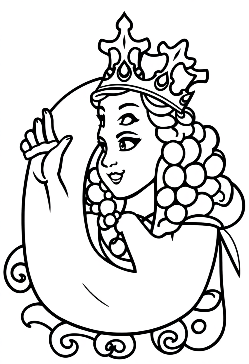 Letter Q with Queen coloring page for kids