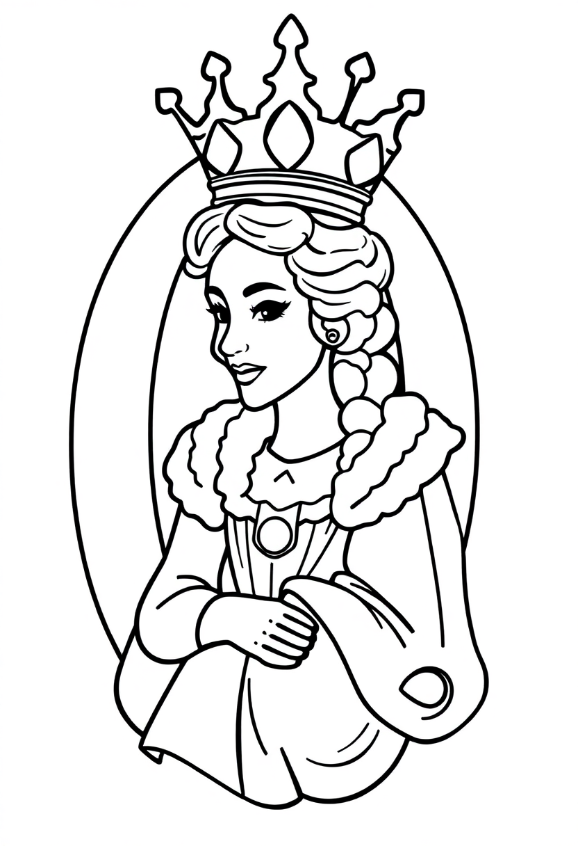 Letter Q with Queen coloring page for kids