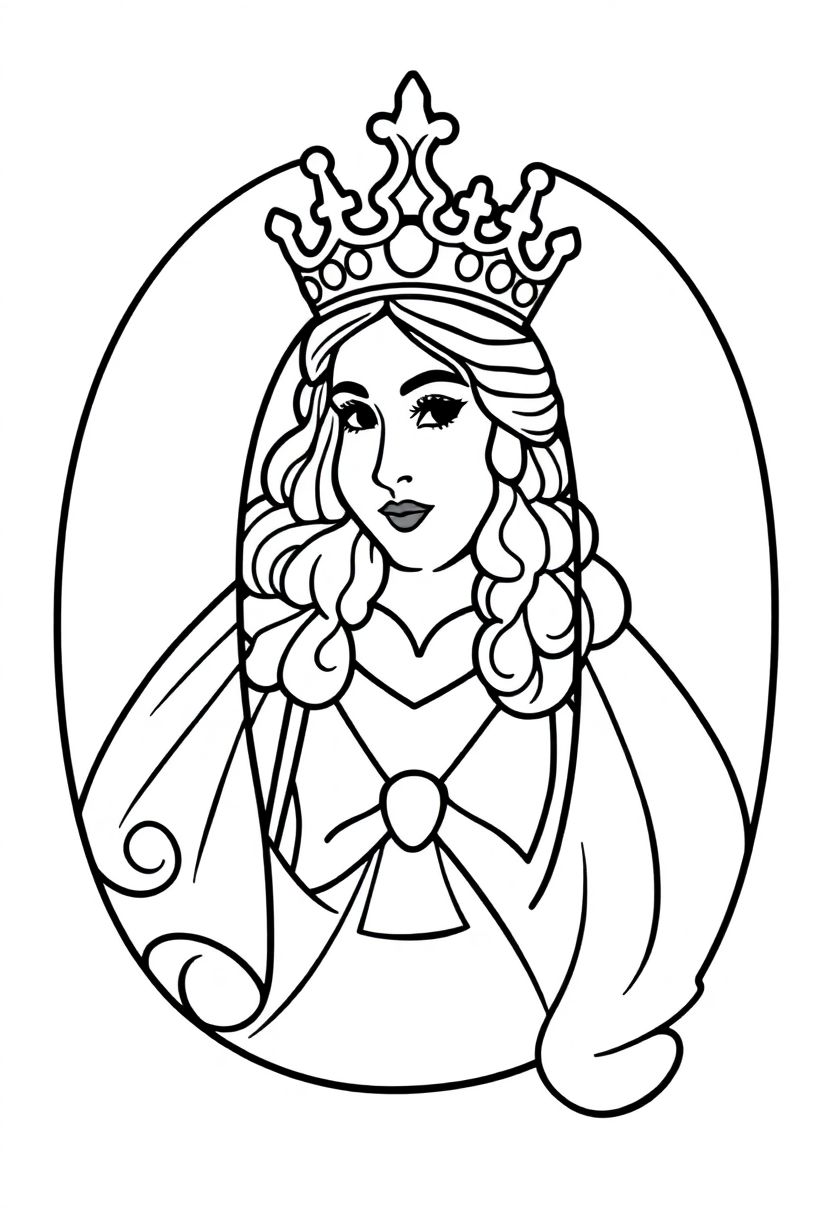 Letter Q with Queen coloring page for kids