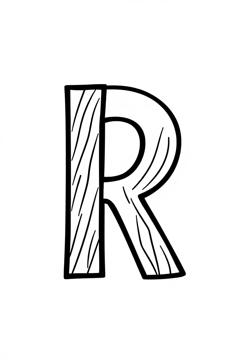 Letter R With Rainbow coloring pages