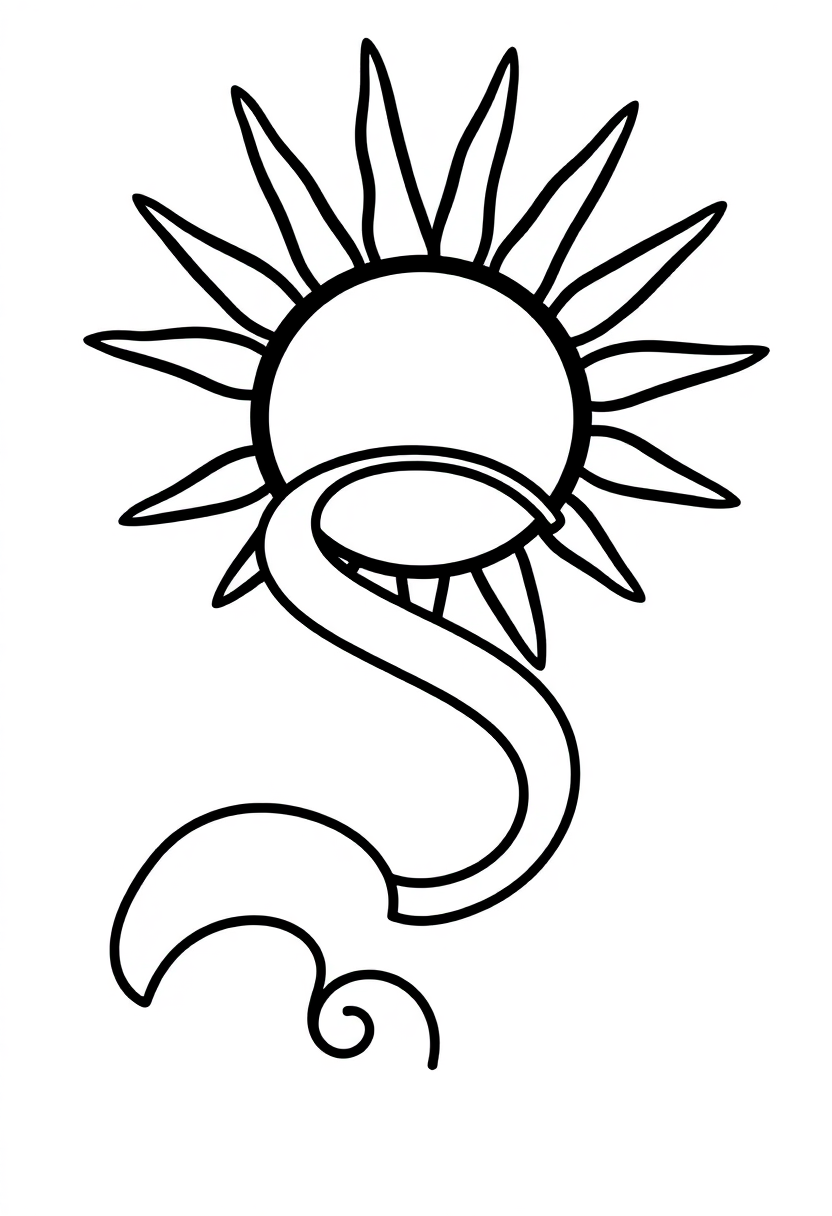 Letter S with Sun coloring page for kids
