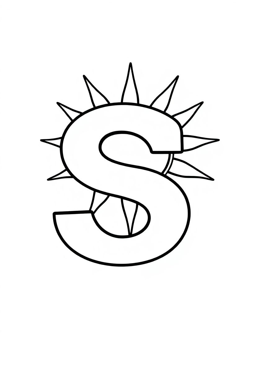 Letter S With Sun coloring pages