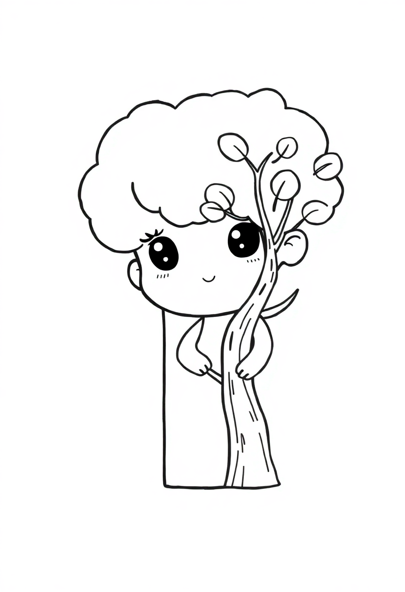 Letter T with Tree coloring page for kids