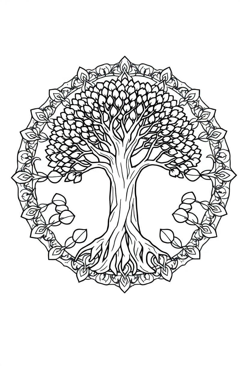 Letter T with Tree coloring page for kids