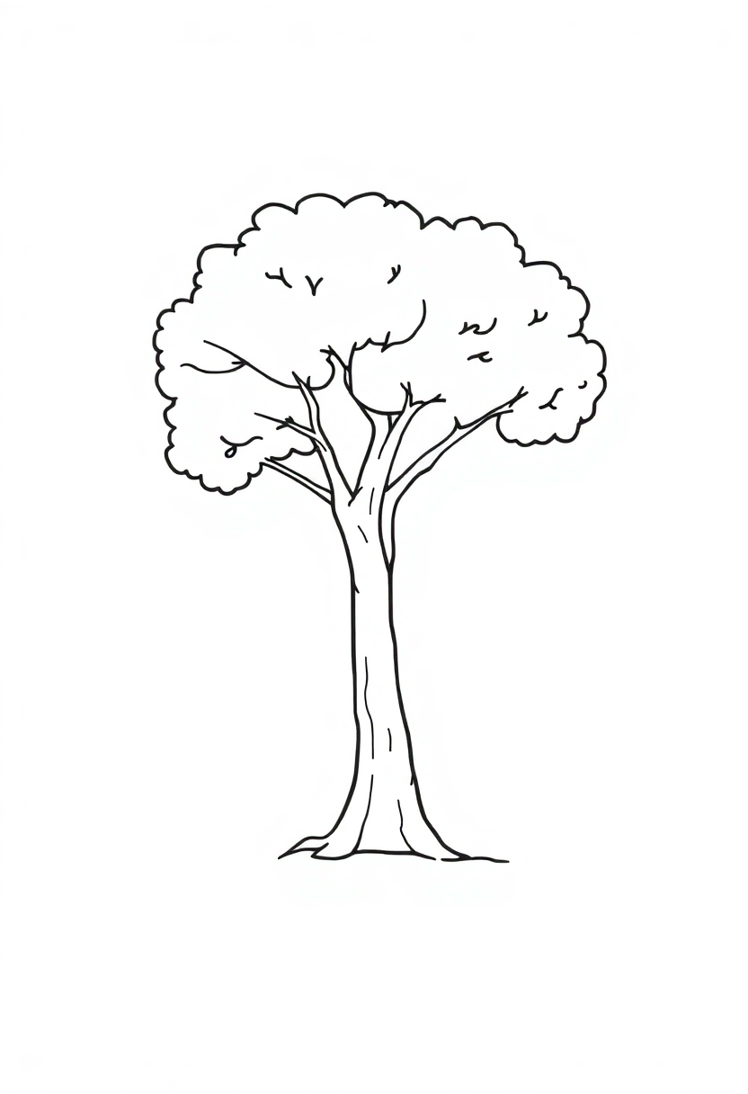Letter T with Tree coloring page for kids