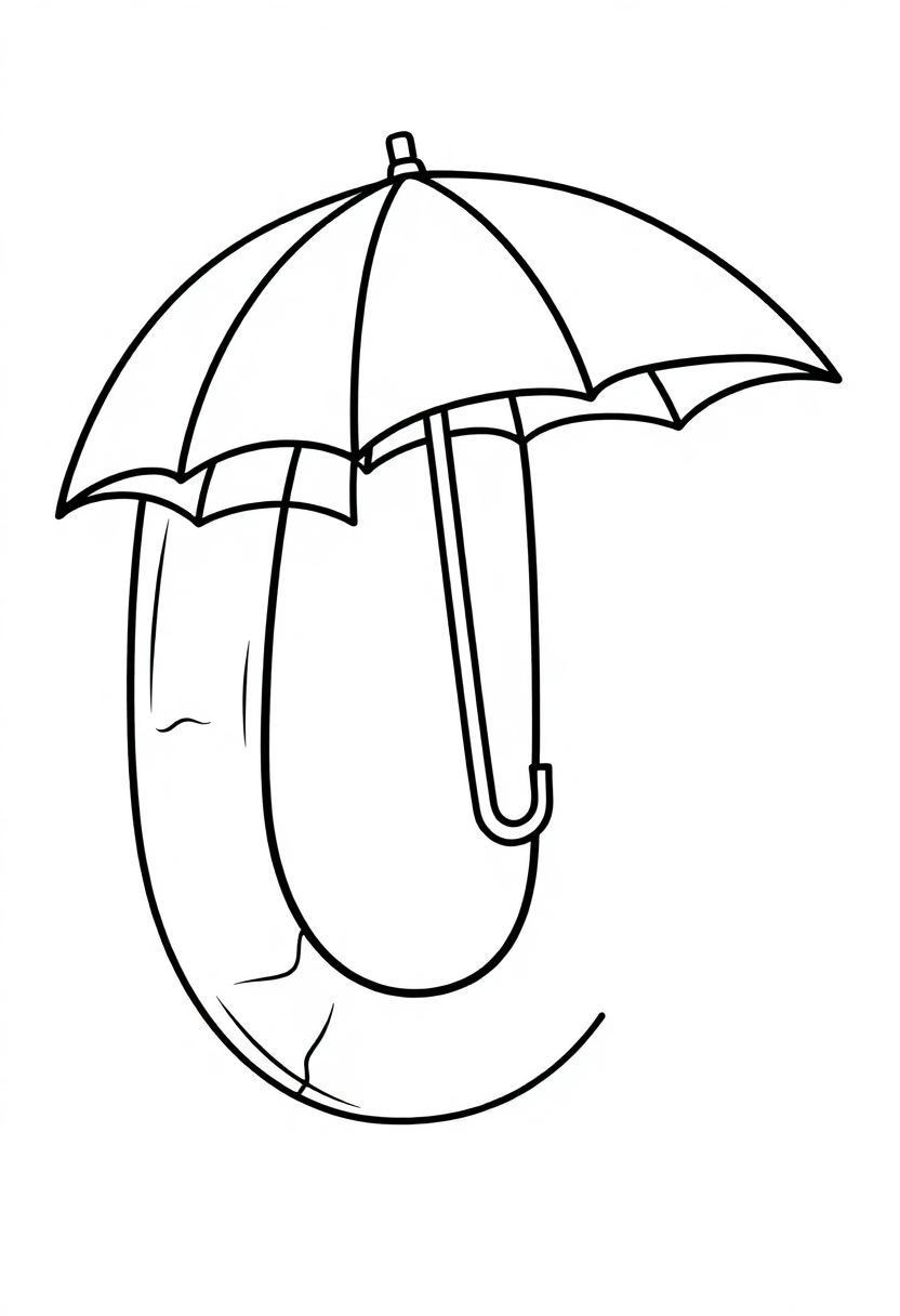 Letter U with Umbrella coloring page for kids