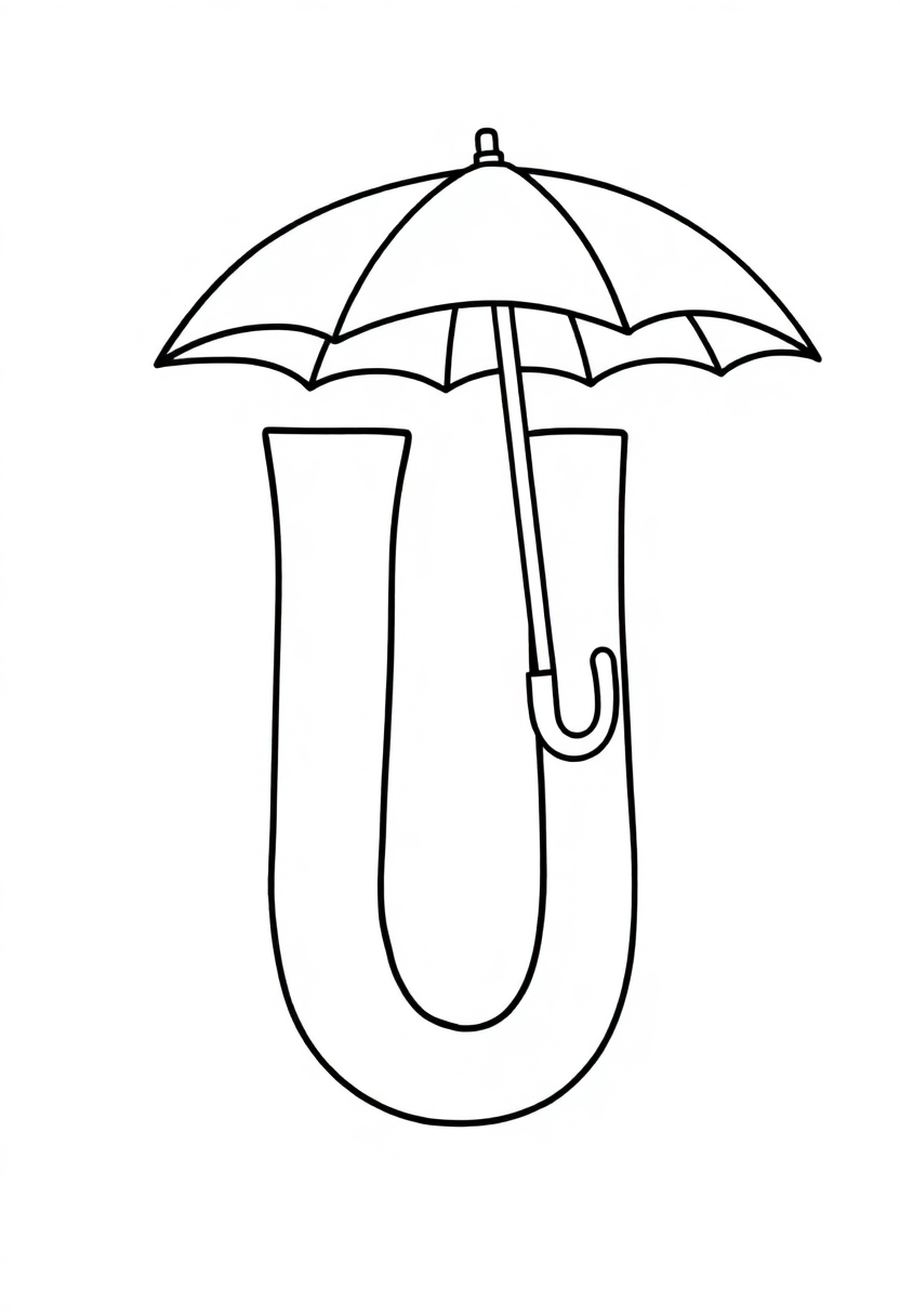 Letter U With Umbrella coloring pages