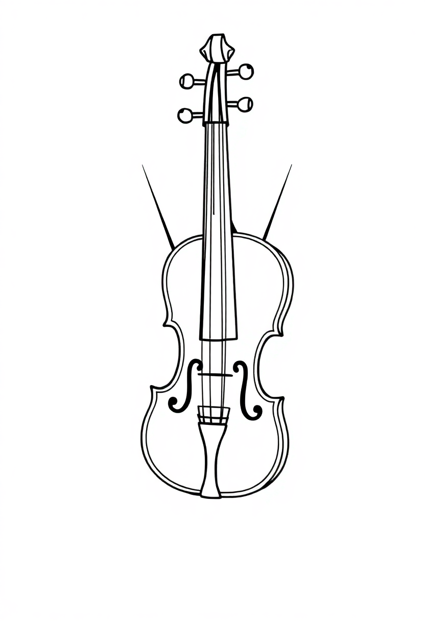Letter V with Violin coloring page for kids