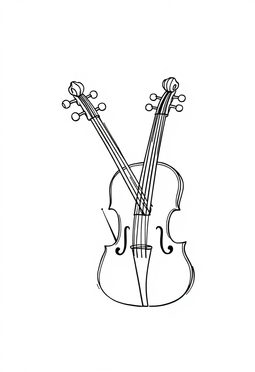 Letter V with Violin coloring page for kids