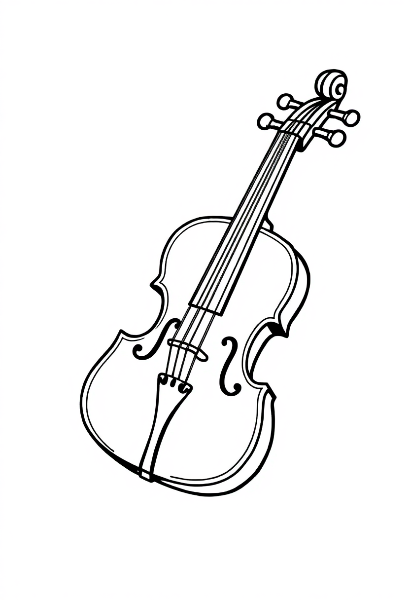 Letter V with Violin coloring page for kids