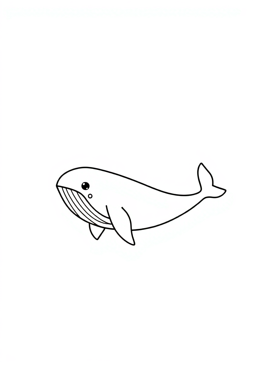 Letter W with Whale coloring page for kids
