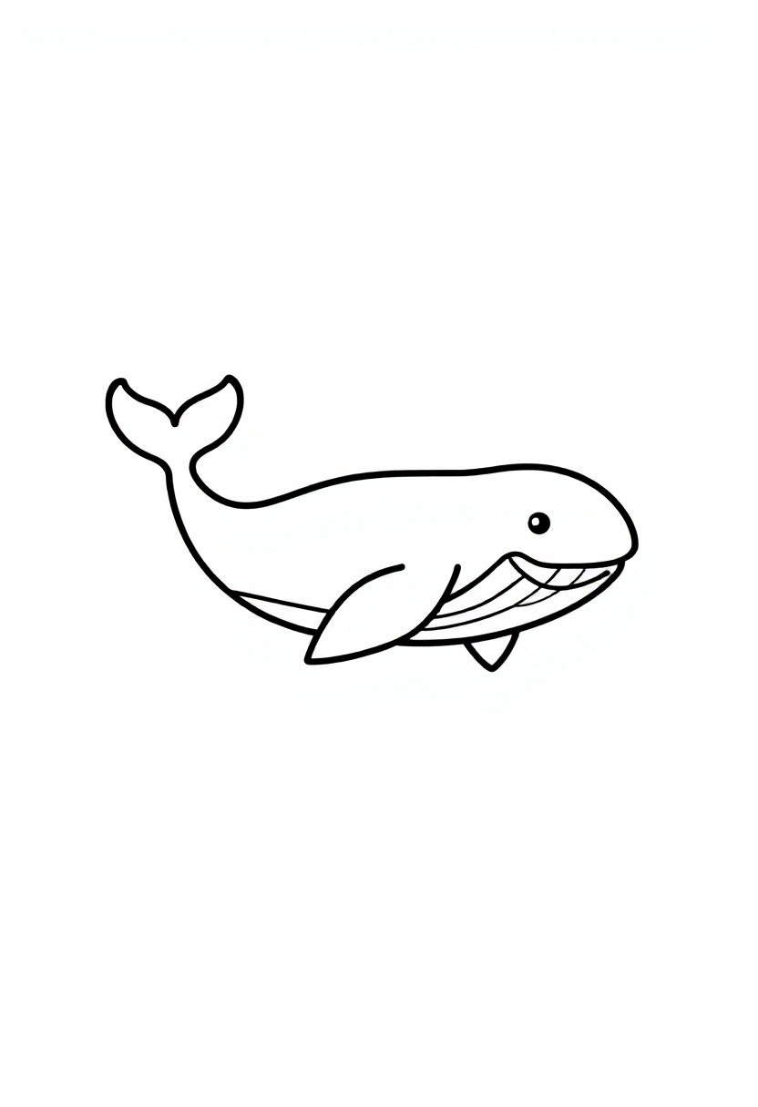 Letter W with Whale coloring page for kids