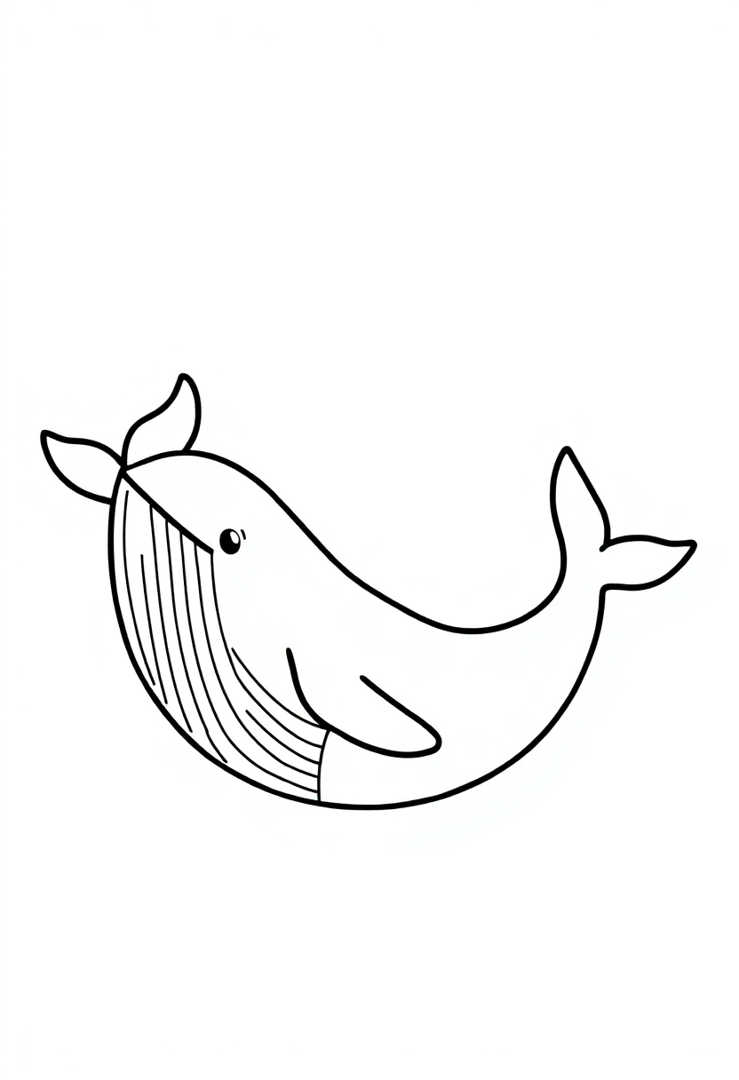 Letter W with Whale coloring page for kids