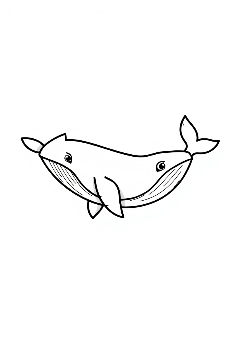 Letter W with Whale coloring page for kids