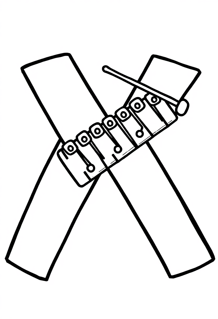 Letter X with Xylophone coloring page for kids