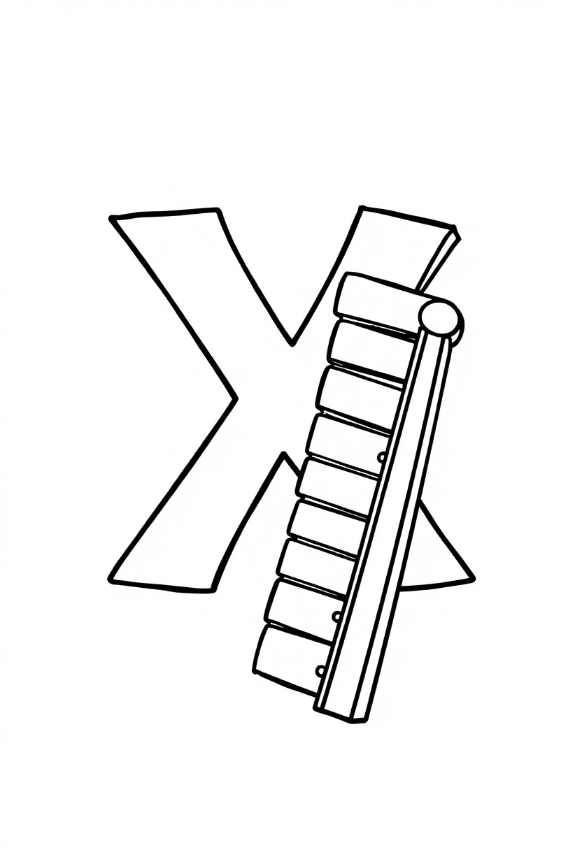 Letter X With Xylophone coloring pages