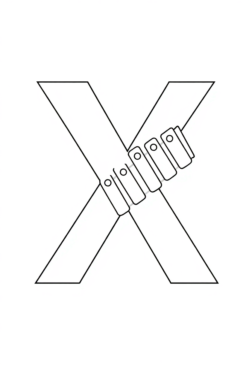 Letter X with Xylophone coloring page for kids