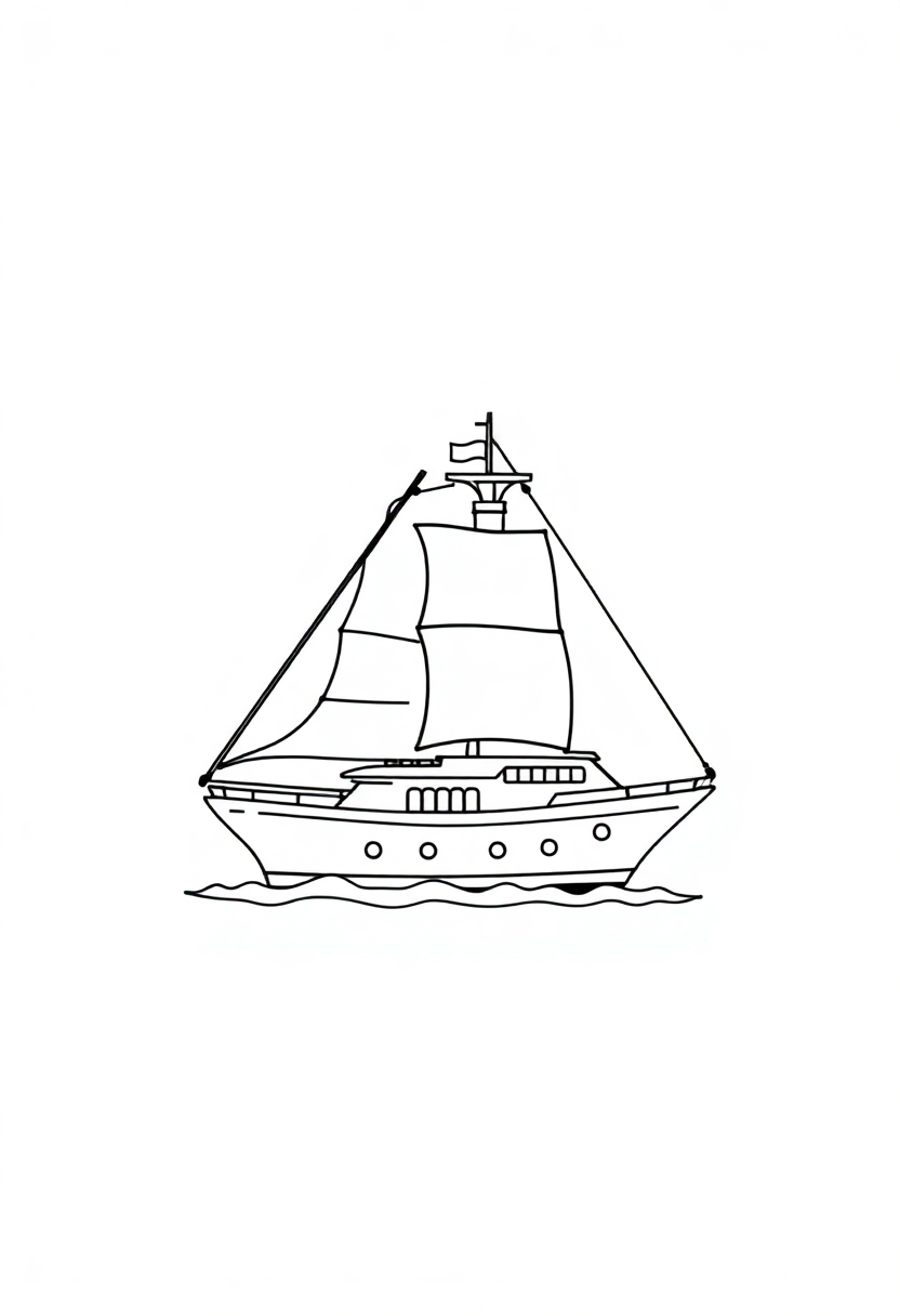 Letter Y with Yacht coloring page for kids
