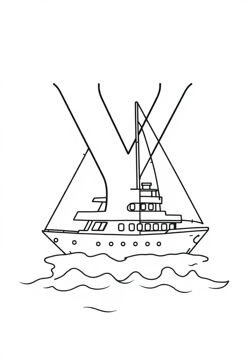Letter Y With Yacht coloring pages