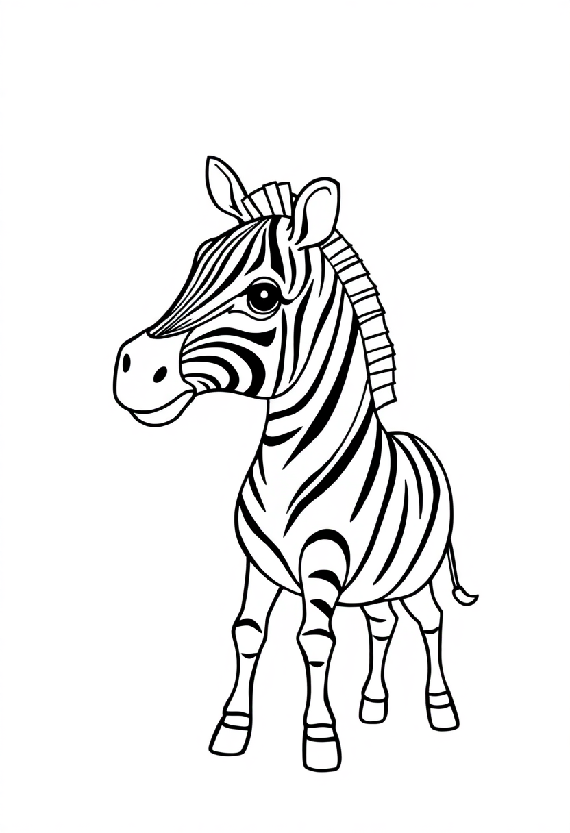 Letter Z with Zebra coloring page for kids