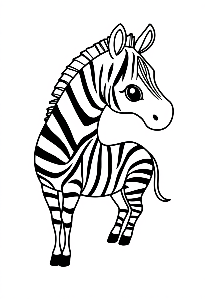Letter Z with Zebra coloring page for kids