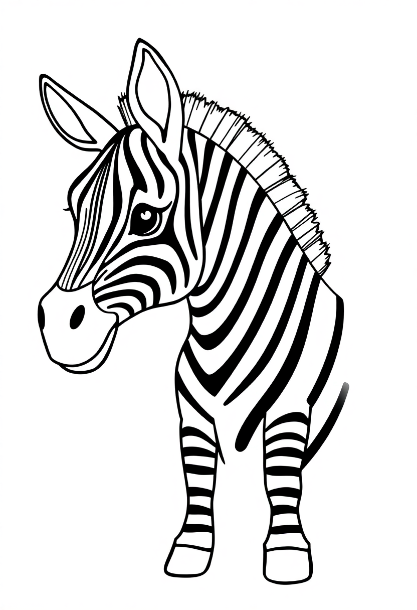 Letter Z with Zebra coloring page for kids