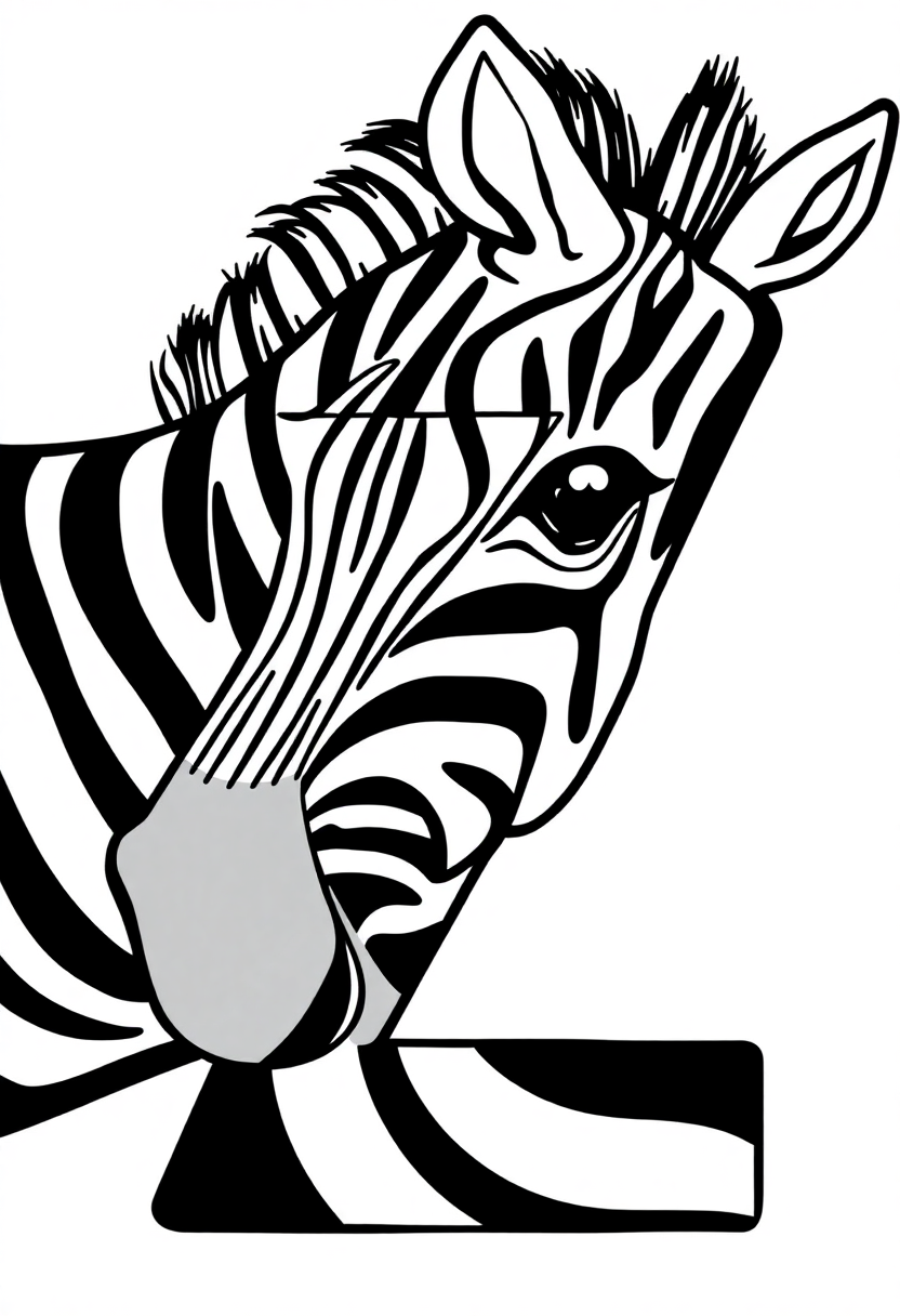 Letter Z With Zebra coloring pages