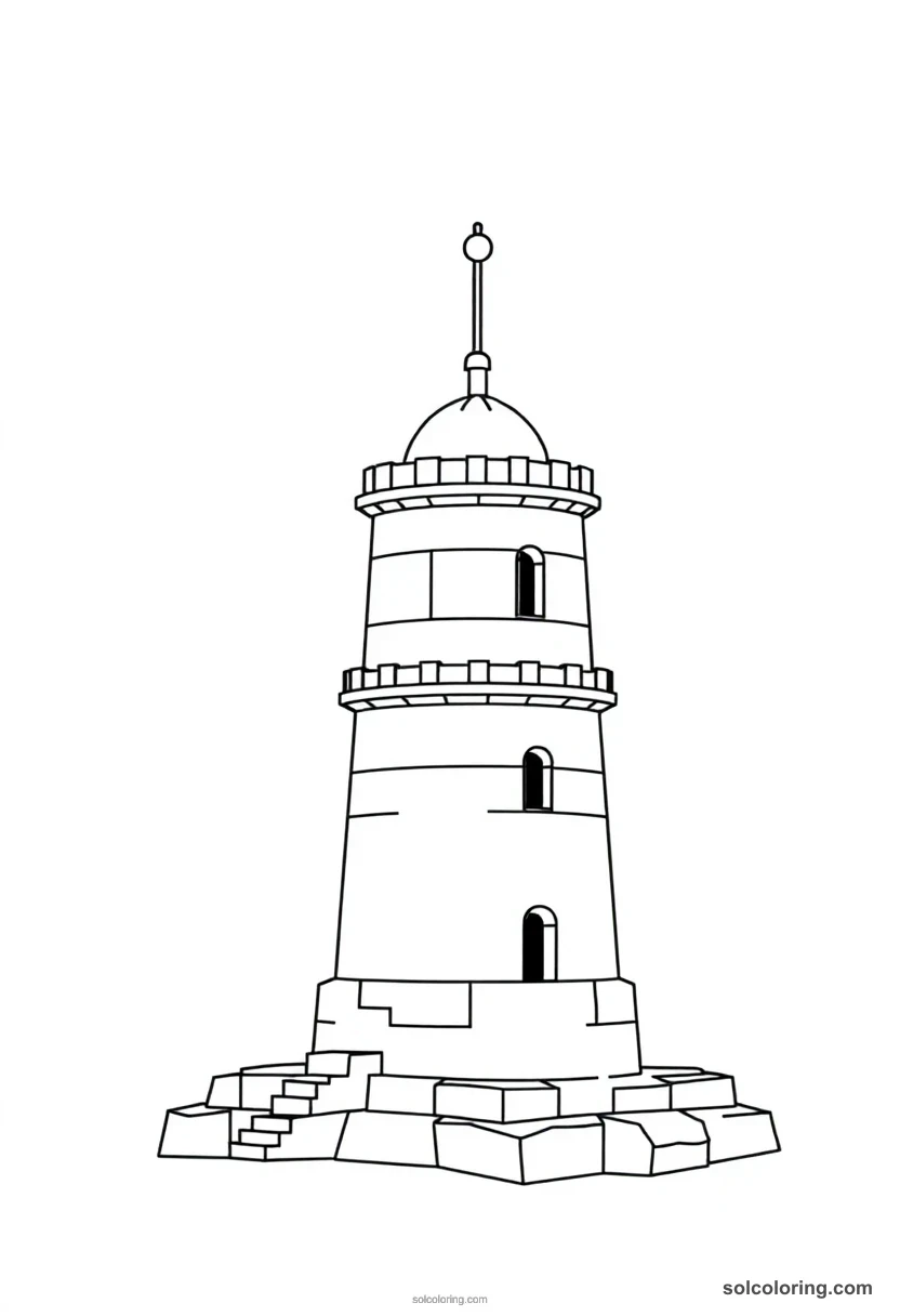 Chibi Lighthouse of Alexandria chibi coloring page for kids