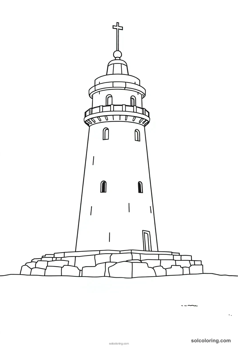 Simple Lighthouse of Alexandria simple coloring page for kids