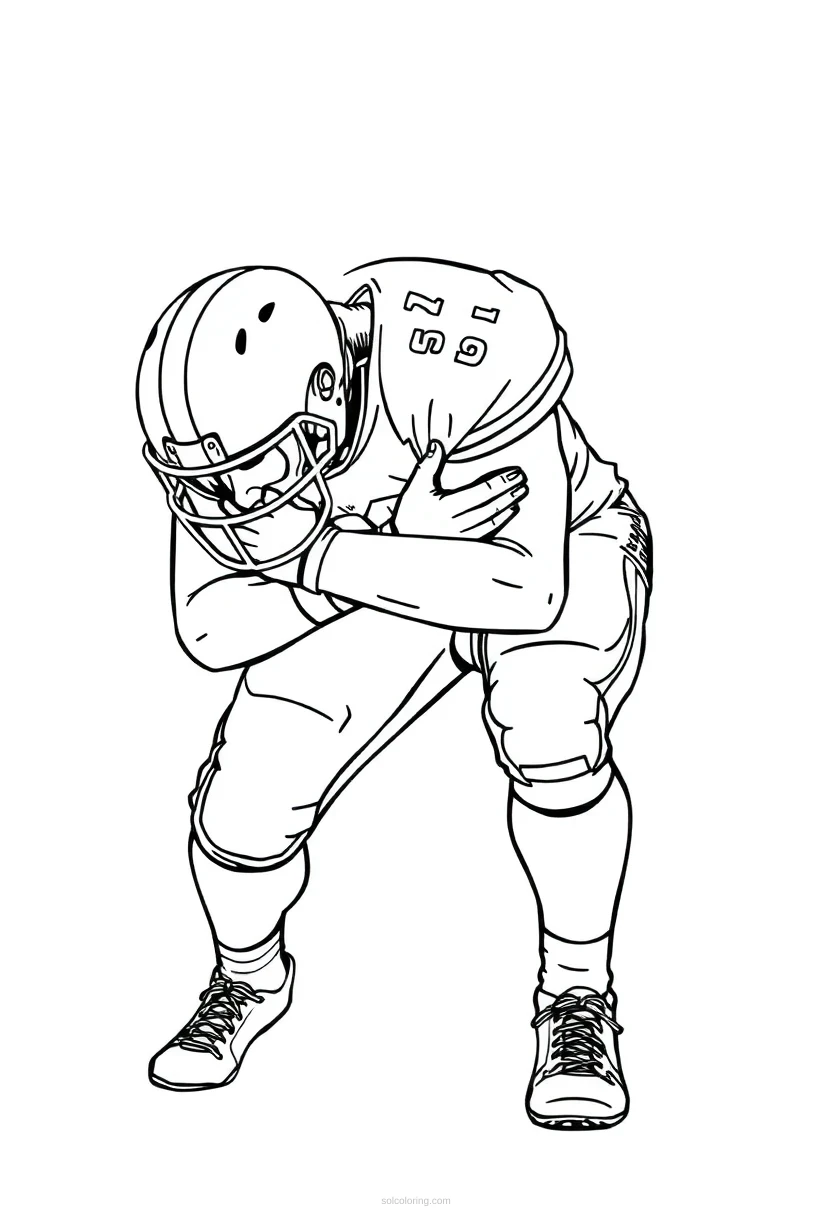 Linebacker Tackling coloring page for kids