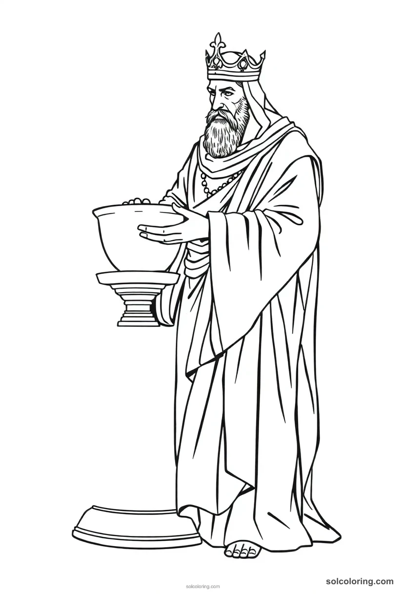 Linen-Clad Priest Censing an Altar detailed coloring page for kids