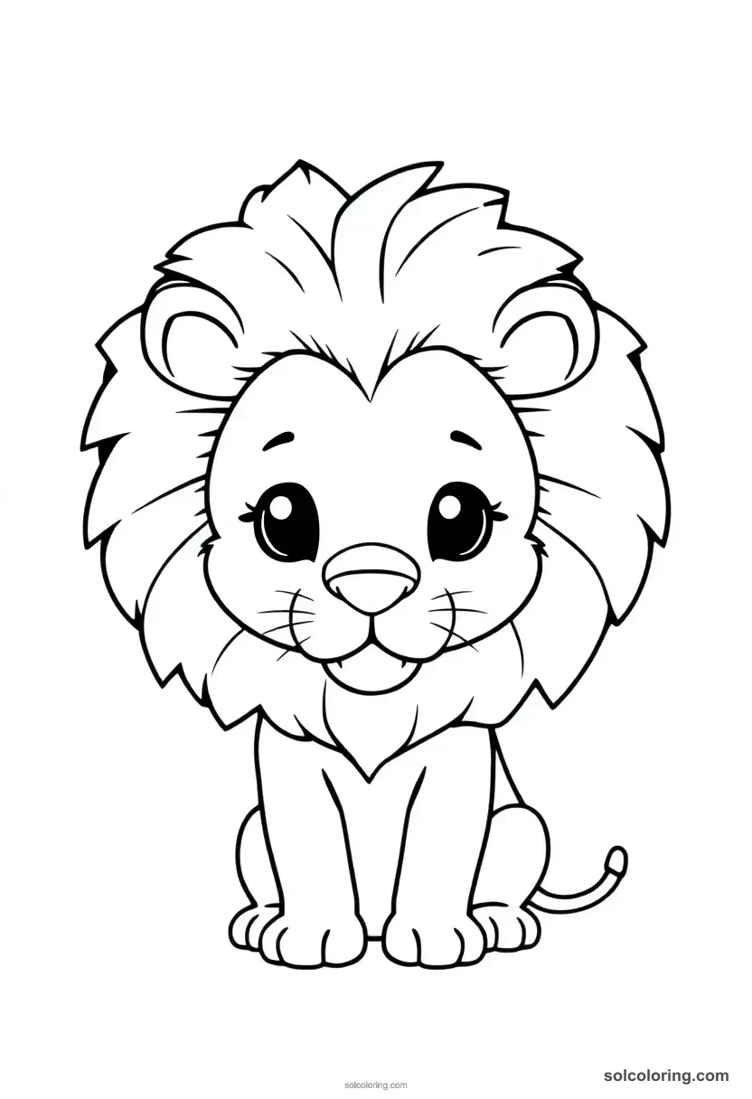 Lion chibi coloring page for kids