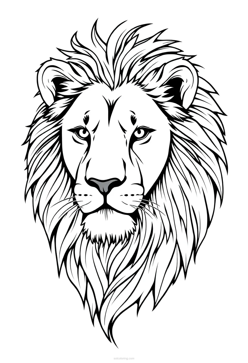 Lion Mane Portrait coloring page for kids