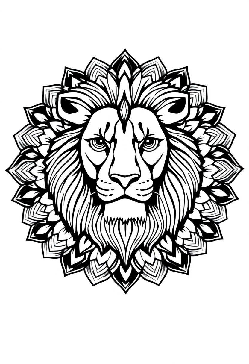 Lion Mane Portrait coloring page, free printable