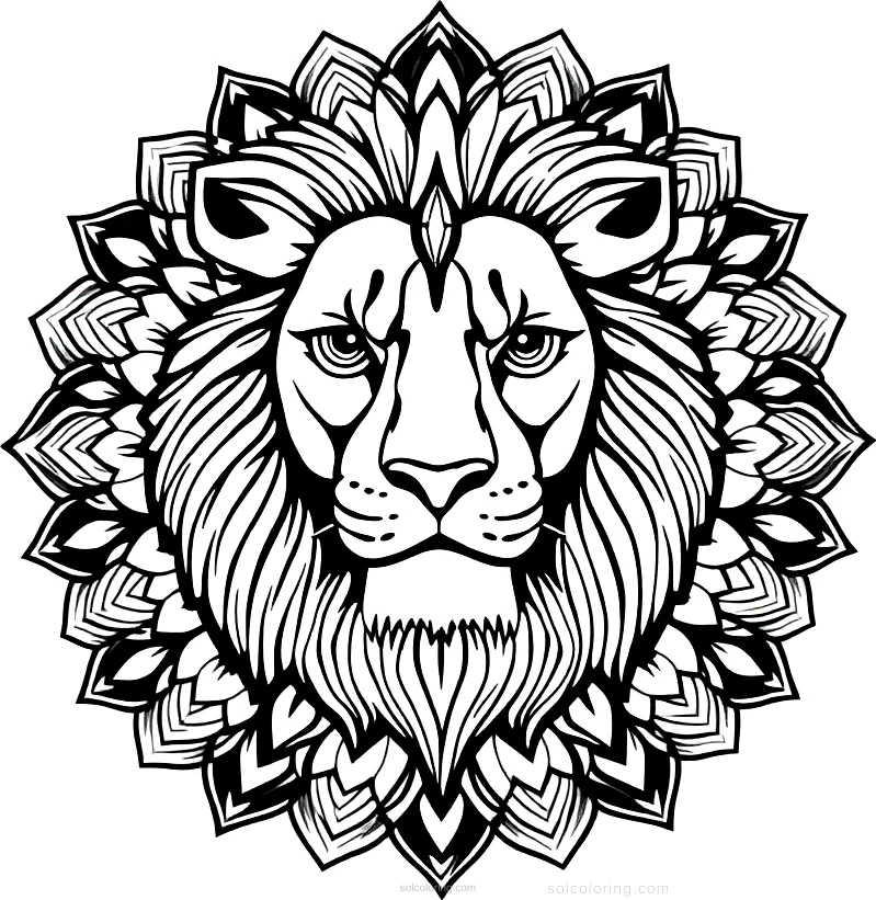 Lion Mane Portrait coloring page for kids