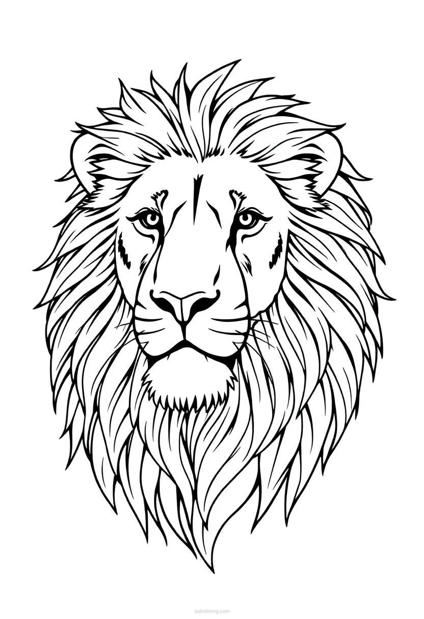 Lion Mane Portrait coloring page for kids